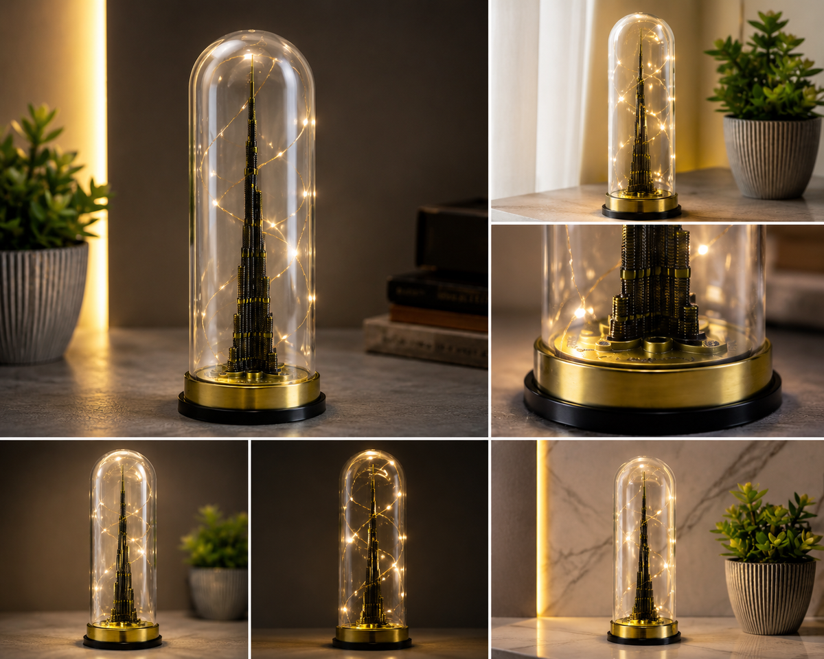 Dubai Burj Khalifa LED Night Light – Glass Dome with Fairy Lights